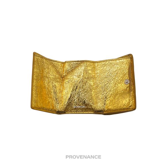 🔴 Balenciaga Papier Mini Wallet - Metallic Gold Leather - Picture 4 of 8